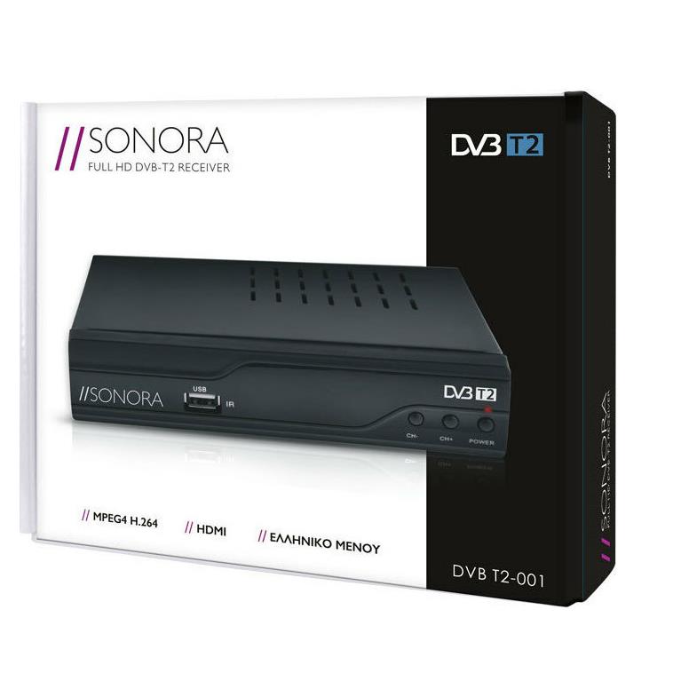 Επίγειος ψηφιακός δέκτης MPEG4 υψηλής ευκρίνειας (FHD) Sonora DVBT2-001