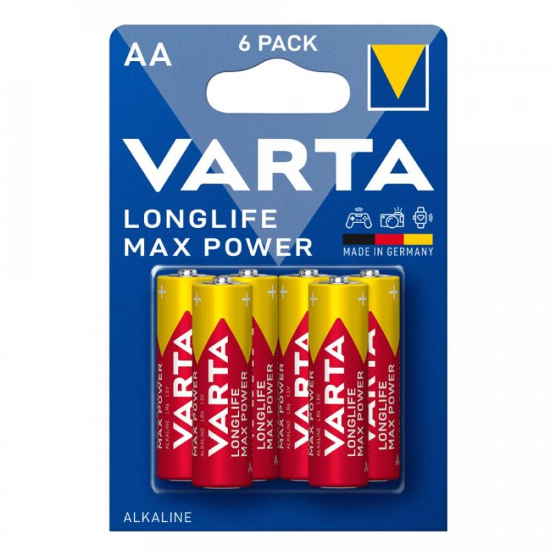 Αλκαλικές μπαταρίες varta AA LR6 longlife max power (6 τεμάχια) 1.5V