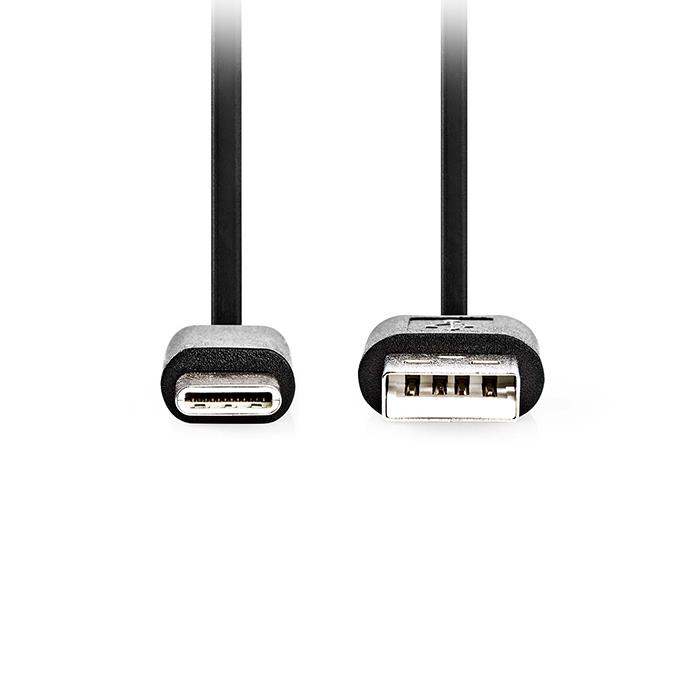 Καλώδιο USB-C 2.0 male to USB-A male USB 2.0 2m 15W φόρτιση (233-2518) μαύρο χρώμα