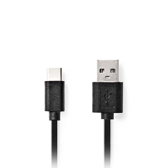 Καλώδιο USB-C 2.0 male to USB-A male USB 2.0 2m 15W φόρτιση (233-2518) μαύρο χρώμα