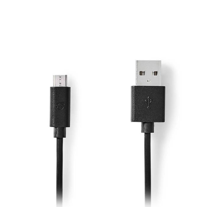 Καλώδιο nedis CCGL60500BK20 USB-A male to USB Micro-B male, USB 2.0, 2m, μαύρο χρώμα (233-2615)